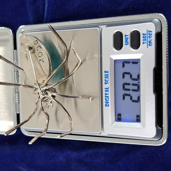 Vintage Native American Turquoise & Sterling Silver Spider Pin Brooch - Picture 10 of 12